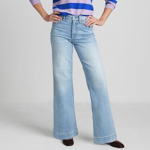 Lands' End Women's Recover High Rise Wide Leg Blue Jeans - 1 of 4