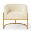Upholstered Velvet Accent Chair with Golden Metal Stand,Mid-Century Living Room Leisure Chair with Curve Backrest-Cuddlewood - 3 of 4