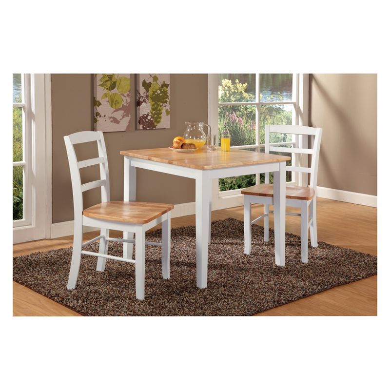 3pc Dining Table with 2 Ladderback Chairs White/Natural &#8211; International Concepts, 3 of 10