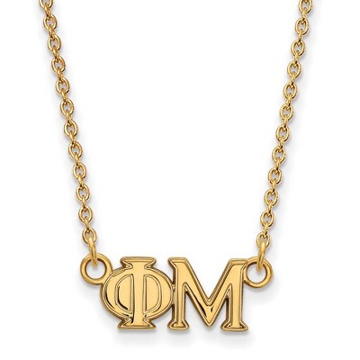 Black Bow Jewelry 14k Yellow Gold Plated Sterling Silver Phi Mu Greek Life Necklace 18 Inch