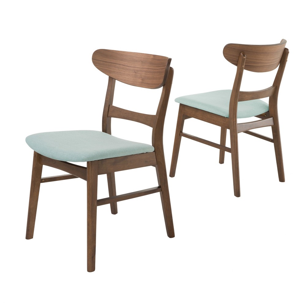 Photos - Chair Set of 2 Idalia Dining  Mint/Walnut - Christopher Knight Home