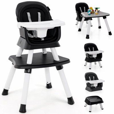 Infans 8 in 1 Baby High Chair, Convertible Highchair for Babies and Toddlers/Table and Chair Set/Booster Seat/Toddler Chair with Safety Harness, Black
