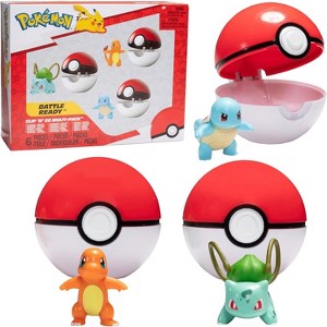 Pokémon Clip 'N' Go Poke Ball & Battle Figure Set, 3-pack - Starters Charmander, Bubasaur, Squirtle w/ Pokeball Accessory - Gift for Kids, Boys, Girls - 1 of 4