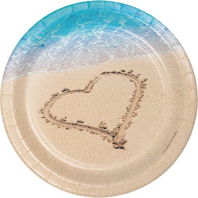 24ct Beach Love Dessert Plates Tan