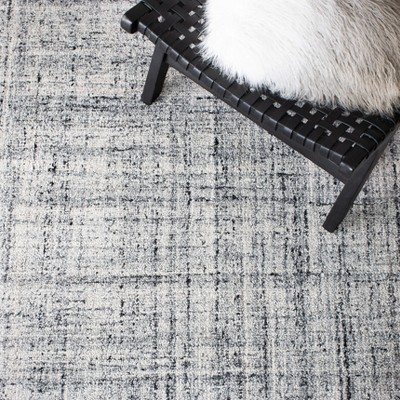 Elysian Grey-Black Tufted Wool-Blend Abstract Rectangular Rug