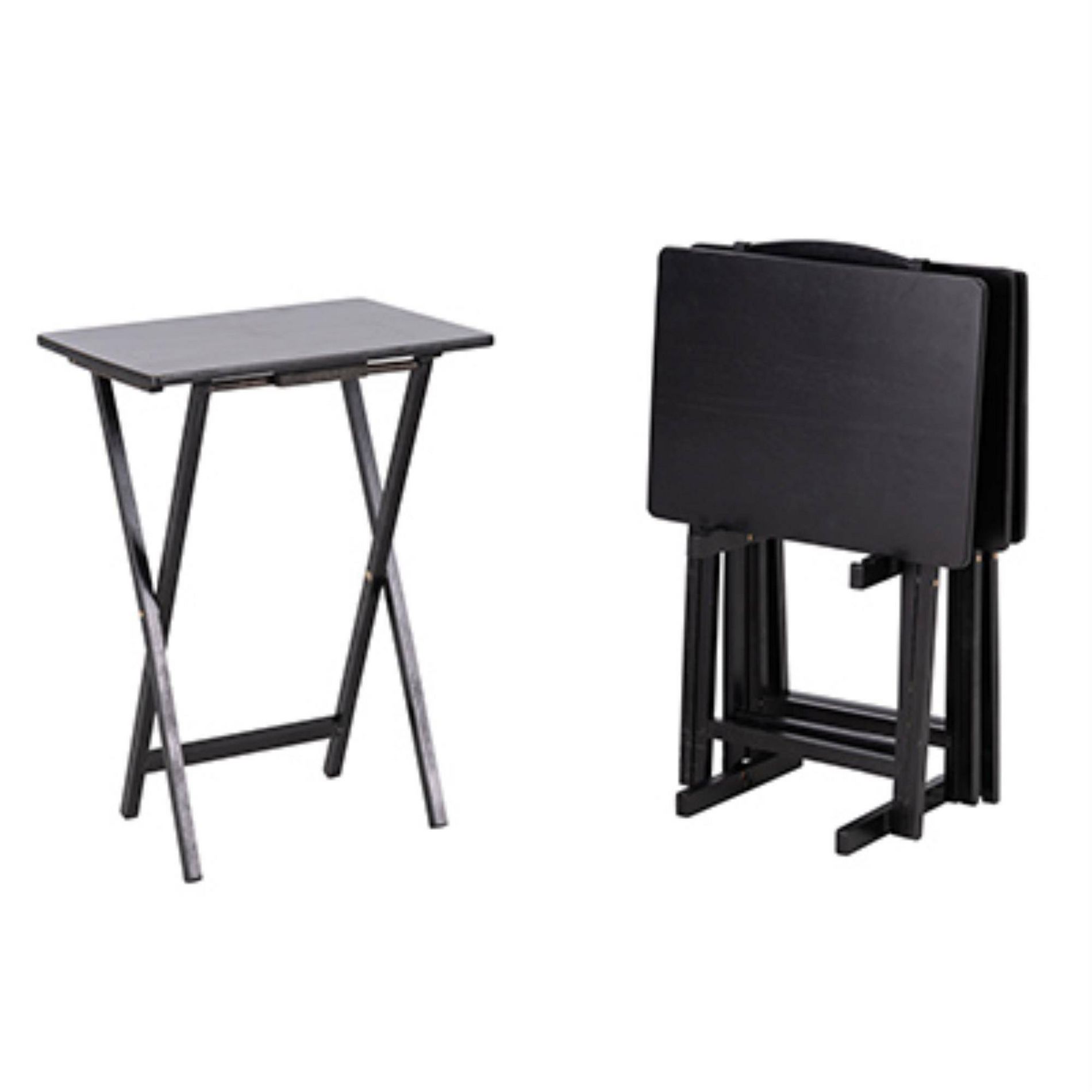 Peakform 5pc TV Tray Set Wood Black