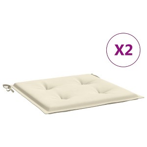 vidaXL Garden Chair Cushions - Set of 2 - Foam Filled,100% Oxford Polyester Fabric, Cream Color, Secure Tie Strings, Outdoor Use, 15.7"x15.7"x1.2" - 1 of 4