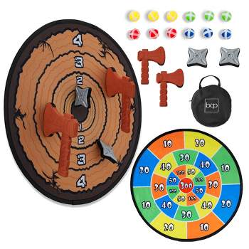 Best Choice Products Large Double-Sided Dart Board, Sticky Ball Axe Star Throwing Game for Kids, Adults w/ Carrying Case