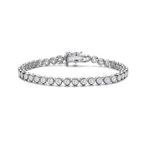 Guili Beautiful 3MM Clear Round Brilliant Cubic Zirconia Bracelet for Women - Elegant, Sparkling Jewelry for Special Occasions or Everyday Wear - 1 of 4