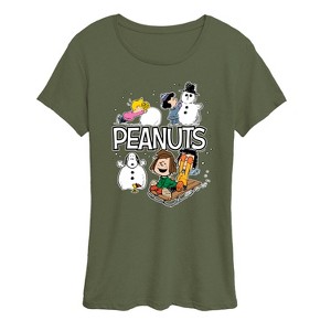Women's - Peanuts - Winter Stickers Short Sleeve Graphic T-Shirt - 1 of 4