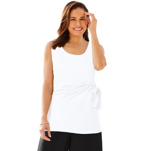 Woman Within Plus Size Sleeveless Side Tie Tank - 1 of 4