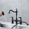 WOWOW Double Handle Bridge Kitchen Faucet with Side Sprayer - 2 of 4