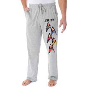 Star Trek Men's Captain Kirk Picard Janeway Archer Sisko Lounge Pajama Pants Heather Grey - 1 of 3