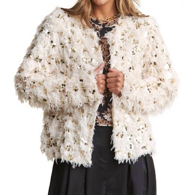 Women's Fuzzy Flair Soft Sequined Jacket - J.NNA