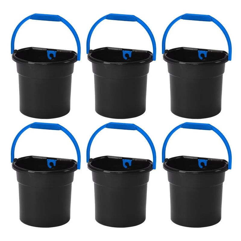 Gracious Living 5.8 Gallon Flat Back Water Bucket with Built-In Hose Clip and Long Gripped Handle for Indoor and Outdoor Use Black/Blue., 1 of 7