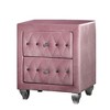 Royal Hampton 26 Inch Nightstand, 2 Drawer, Cabriole Legs, Wood, Pink Upholstery - 2 of 4