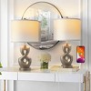 Maxax Sculptural Table Lamp, 24" Antique Silver Nightstand Lamp Set of 2 with USB Ports for Bedroom Living Room - 2 of 4