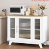 36" Modern Sideboard Buffet Cabinet w/ Storage, Wooden Storage Cabinet w/ Fluted Tempered Glass Doors & Adjustable Shelf, Coffee Bar Console Table - 4 of 4