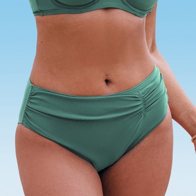 Women's Shirred High Waisted Bikini Bottoms Swimsuit - Cupshe