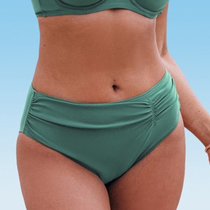 Women's Shirred High Waisted Bikini Bottoms Swimsuit - Cupshe - 1 of 4