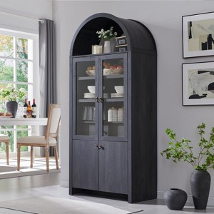 71″ Tall Arched Pantry Cabinet with 4 Doors & Adjustable Shelves & Hidden Drawer, Modern Farmhouse kitchen Storage Cabinet - 1 of 4