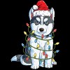 Men's Design By Humans Siberian Husky Santa Christmas Tree Lights Xmas Gifts Boys T-Shi By NekoShop T-Shirt - 2 of 4