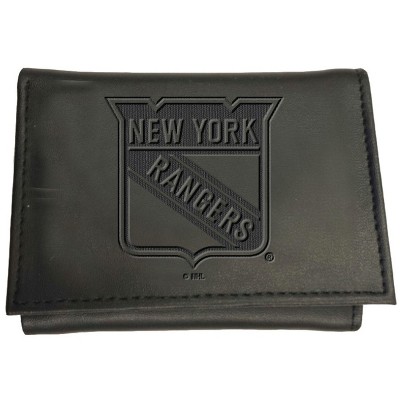 Evergreen NHL New York Rangers Black Leather Trifold Wallet Officially Licensed with Gift Box
