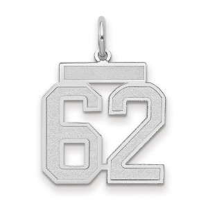 Black Bow Jewelry 14k White Gold, Jersey Collection, Medium Number 62 Pendant - 1 of 3