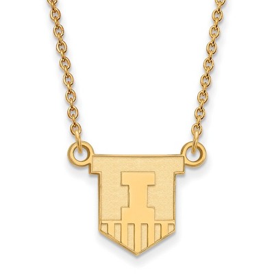 Black Bow Jewelry 10k Yellow Gold Illinois Fighting Illini NCAA Necklace 18 Inch