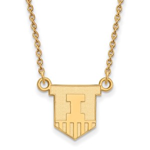 Black Bow Jewelry 10k Yellow Gold Illinois Fighting Illini NCAA Necklace 18 Inch - 1 of 4