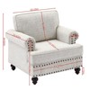 Modern Chenille Single Sofa with Nails and Armrests, High Elastic Sponges Upholstered Sofa Chair for Living Room, Office, Bedroom White - 2 of 4