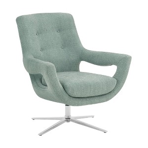 Quinn Adjustable Swivel Accent Chair: Polished Steel, Tufted Back, Foam Padded - Armen Living - 1 of 4