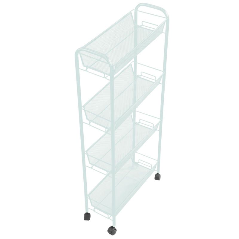 mDesign Steel Slim Rolling Utility Cart Storage Organizer with 4 Shelves, 4 of 8