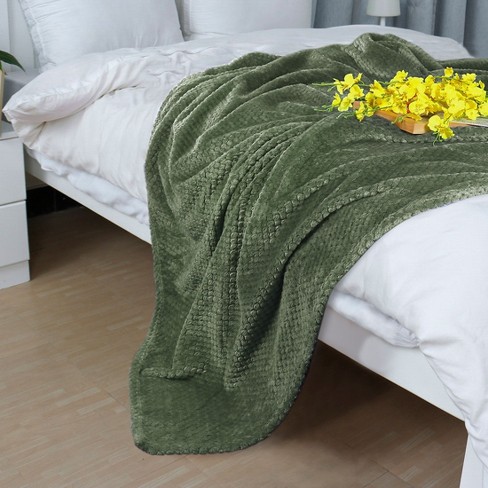  Fuzzy Checkered Throw Blanket Sage Green Blanket Throw