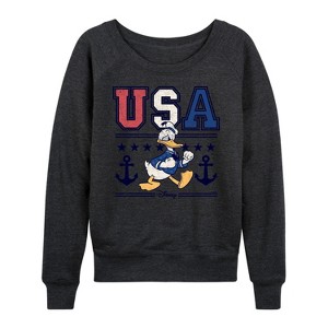 Women's - Disney - Americana Lightweight French Terry Wide Neck Long Sleeve Shirt - 1 of 4