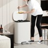 LunaLulinlk 13 Gallon 50L Kitchen Foot Pedal Operated Soft Close Trash Can - Stainless Steel Ellipse Bustbin - White - 2 of 4