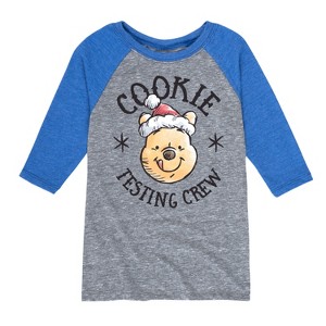 Boys' - Winnie the Pooh - Christmas Cookie Testing Crew Raglan Graphic T-Shirt - 1 of 3