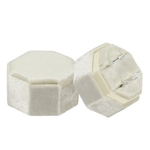Unique Bargains Velvet Octagon Wedding Proposal Engagement 2 Slot Jewelry Storage Ring Box - 1 of 4