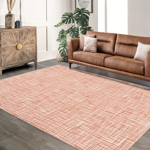 Modern Solid Washable Rugs, Non-Slip Stain-Resistant Non Shedding, Indoor/Outdoor Mat Runners Carpet - 1 of 4