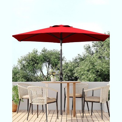 10FT Outdoor Patio Umbrella with Crank and Tilt – UV-Resistant Waterproof Market Umbrella with 8 Ribs for Garden, Deck, Backyard, Pool