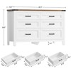 USIKEY Farmhouse 6 Drawer Dressers for Bedroom, 47.2'' Wide Wood Chest of Drawers , Dresser for Closet, Bedroom Dresser for Living Room, White - 4 of 4