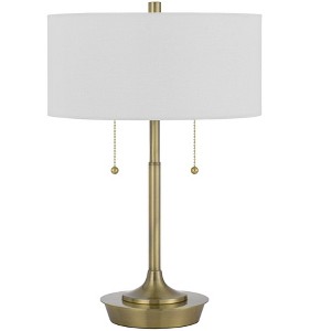 Cal Lighting Kendal metal table lamp with pull chain switch drum fabric shade - 1 of 4