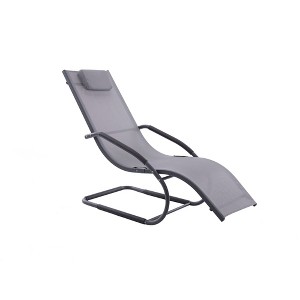 The Hamptons Collection 66” Gray Modern Aluminum Outdoor Lounge Chair with a Pillow - 1 of 2