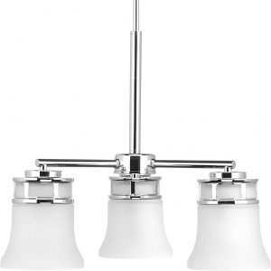 Progress Lighting Cascadia 3-Light Chandelier, Polished Chrome, Etched Glass Shades - 1 of 2