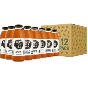 Just Ice Tea Organic Original Black Tea- 16 oz, Glass Bottles (12-Pack) – Unsweetened Brewed Tea, Organic Ingredients - No Sugar, No Junk, Just Tea - 1 of 4