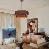 PAKOKULA 4-Light Tiered Brown Farmhouse Geometric Hexagon Chandelier - 3 of 4