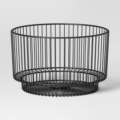 18 X 11 Metal Wire Basket With Black Finish Threshold Modern Iron Storage Round Shape Target