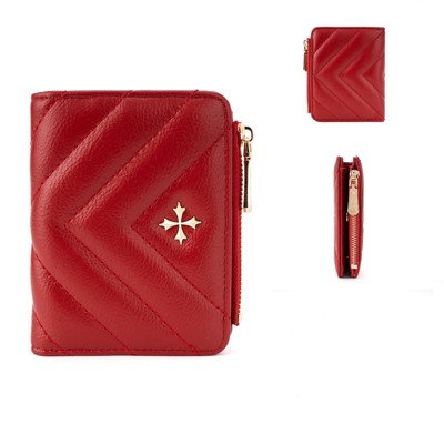 FATMOON Small Wallet for Women - Leather Credit Card Holder, Compact Bifold Purse for Everyday & Travel,ID Window Zip Pocket Wallet