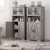 COZONY 54" Farmhouse Storage Cabinet with Glass Doors, Adjustable Shelves, Freestanding Pantry Cupboard for Kitchen, Bathroom, Living Room - 4 of 4