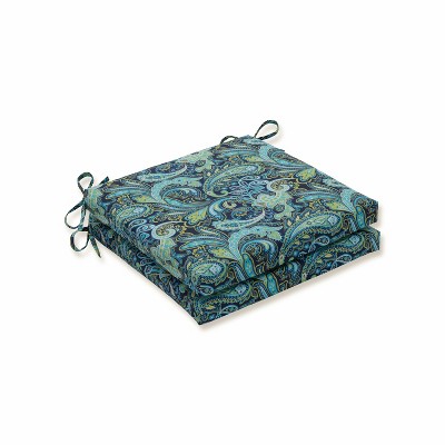Pretty Paisley 2pc Indoor/Outdoor Squared Corners Seat Cushion - Pillow Perfect: Weather-Resistant, Zippered, Polyester Fiber Fill